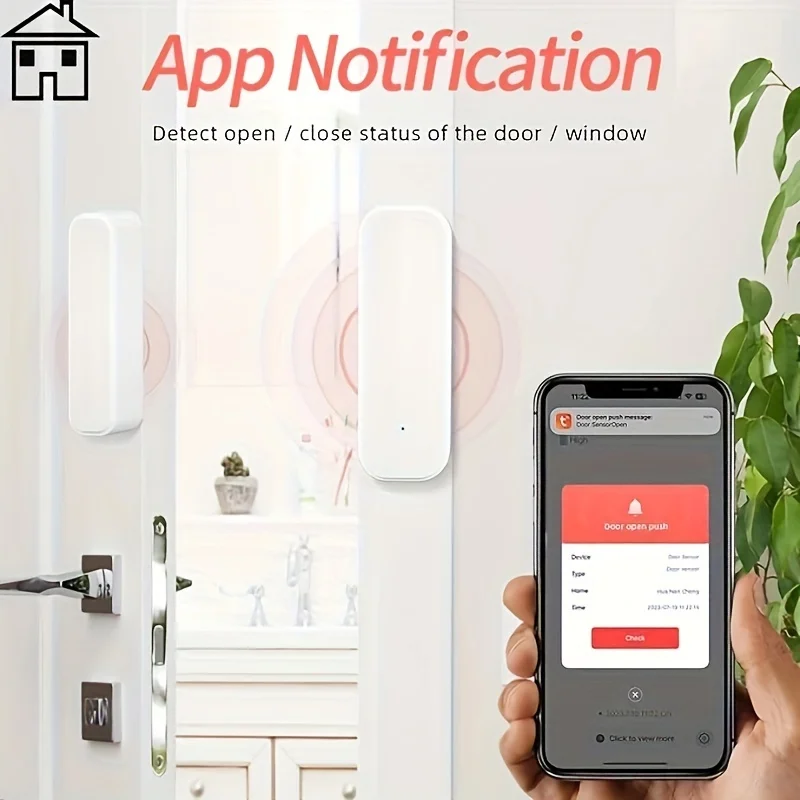 Tuya ZigBee 3.0 WiFi Wireless Door Window Sensor Smart Home Magnetic Security Alarm App Notification Voice Control Alexa Google
