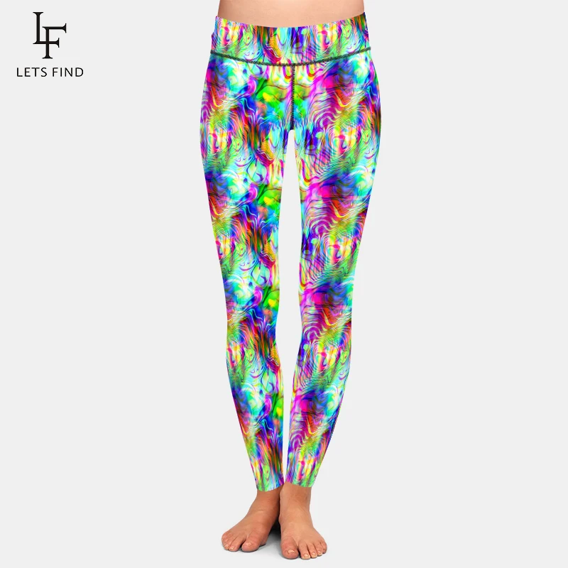 

LETSFIND Fashion New Sexy Girl Fitness Trousers Legging Fashion 3D Art Abstract Pattern Print High Waist Slim Women Leggings