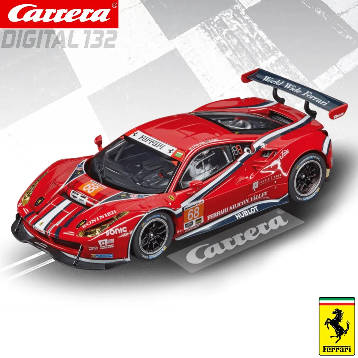 Carrera Slot Car Digital132 Ferrari 488 GT3 30808 Black Bull 