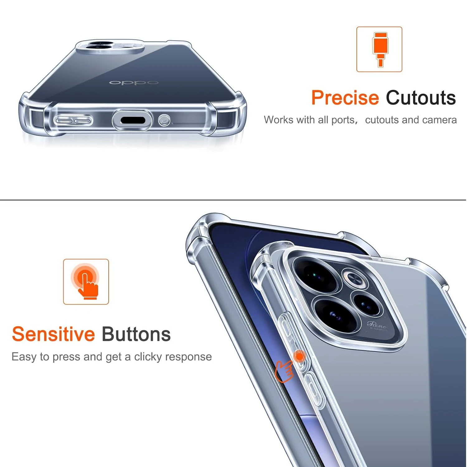 Four-Corners Shockproof Transparent TPU Protective Case