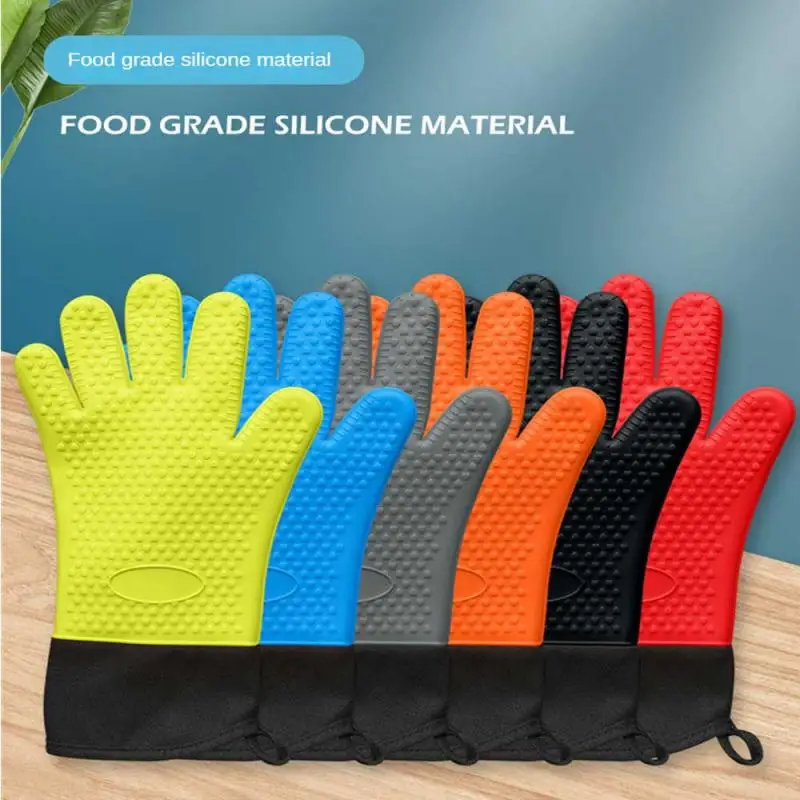 

Термоизолированные перчатки, противоожоговые, устойчивые к высоким температурам, изолированные перчатки для духовки, Противоскользящие силиконовые варежки в форме сердца