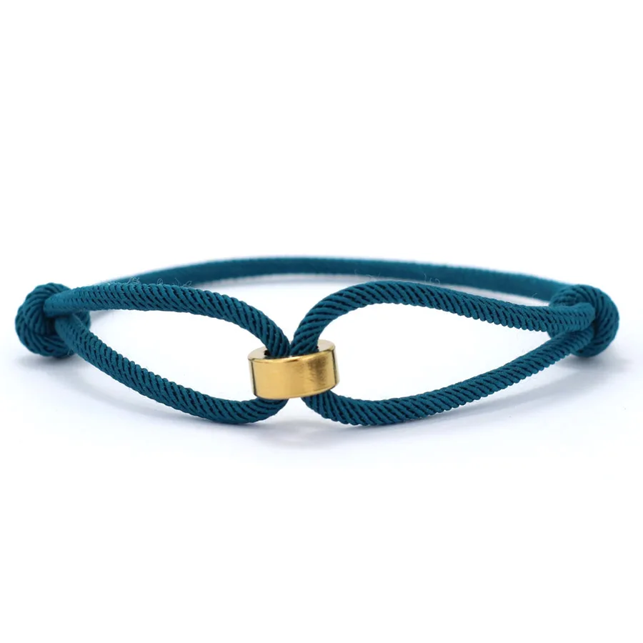 Stainless Steel Gold Color Thin Rope Bracelet for Men and Women