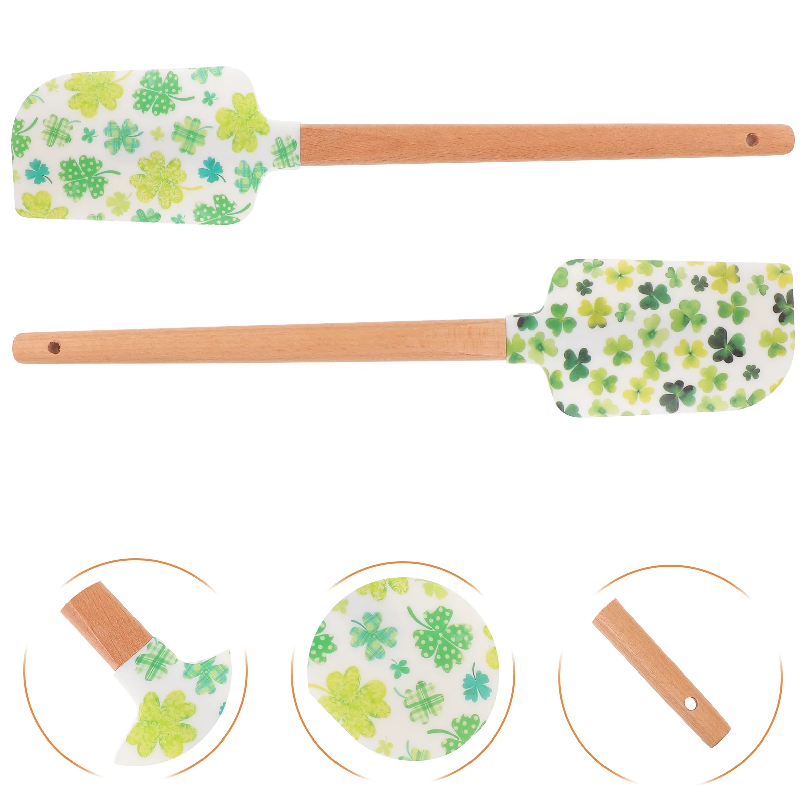 

St Patricks Day Silicone Spatula Set 4Pcs Cake Spatula Wooden Handle Pancake Spatula Shamrock Pan Scraper Mixing Scraper Cream