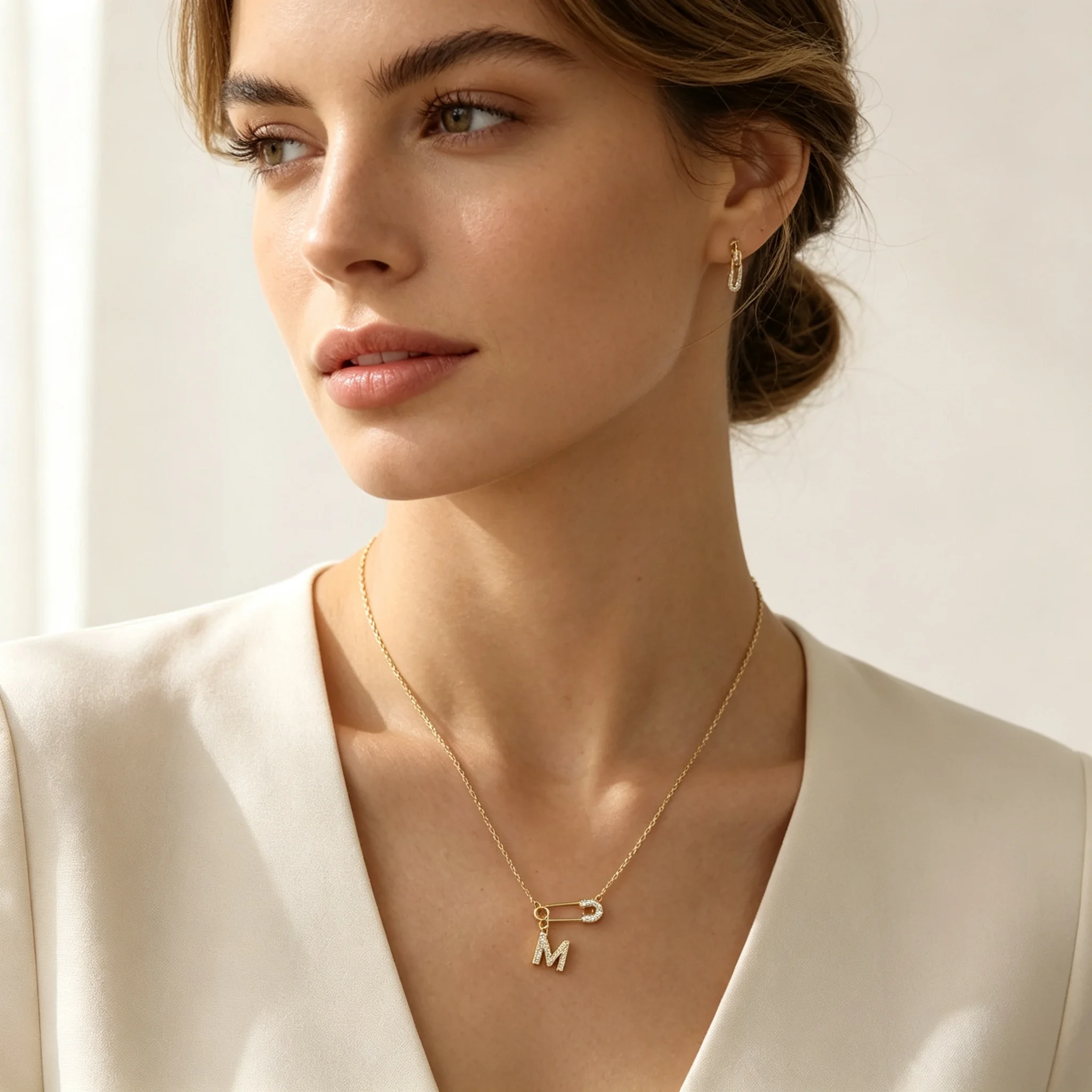 Initialen hanger met paperclip ketting voor dames_voghion.com