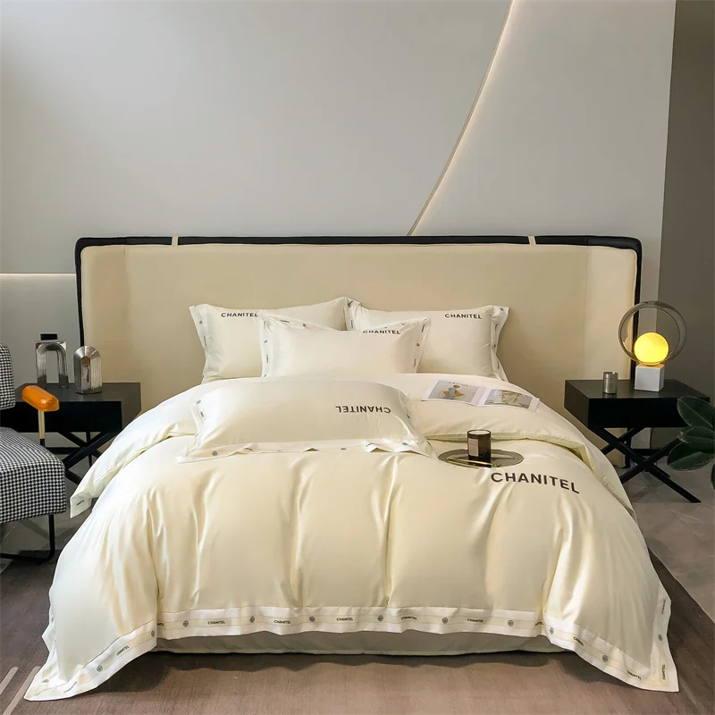 

Ice sensation Icy Silk Bedding Set Four Piece Twin Size Queen Size King Size Duvet Cover Bed Sheet Pillow Cover White