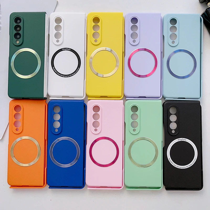 

Силиконовый Магнитный чехол на ощупь для Samsung Galaxy Z Fold 3 Z Fold 4 5G, чехол для телефона с полной защитой и поддержкой беспроводной зарядки