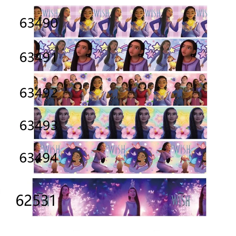 

10Yards Disney Wish Movie 2023 Cartoon Grosgrain Ribbon for Hairbow Gift Box Packaging DIY Craft Materials