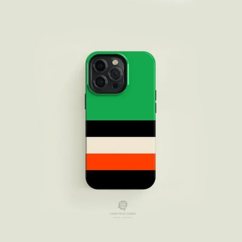 Luxury Double-Layer Striped Green Phone Case Back Cover