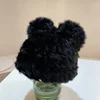 Black bear ears rabbit fur hat cute plush wrap head cap cold warm fur cap Y2k Girls Korean Hats Knitted Hat 5