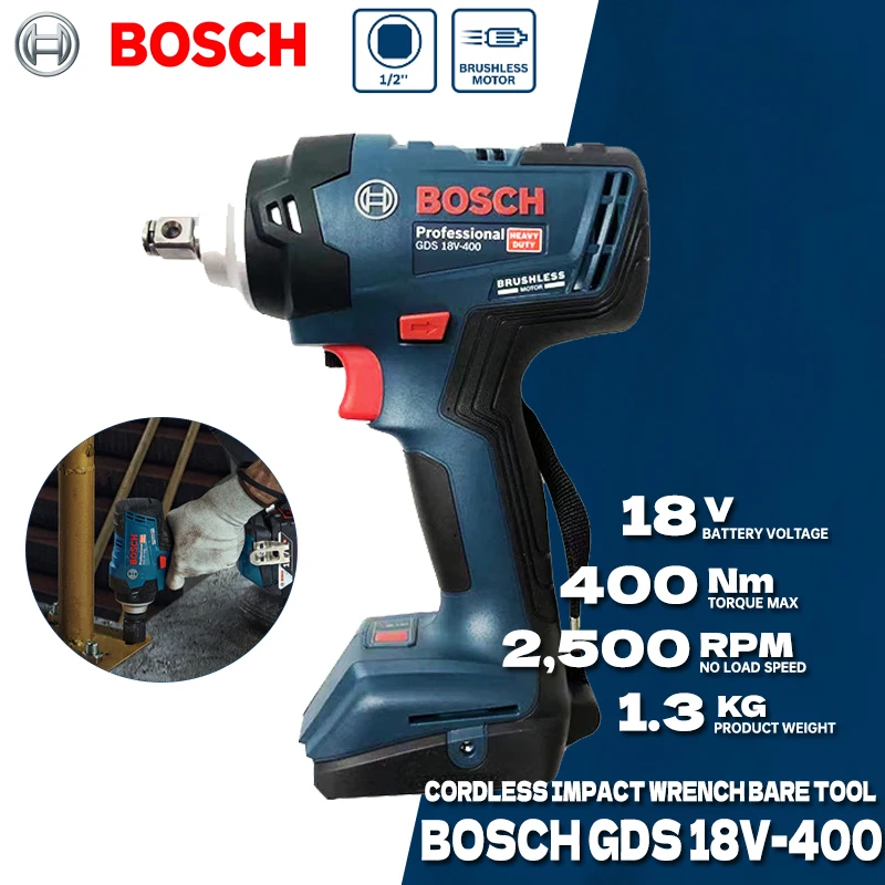 Гайковерт BOSCH Аккумуляторный ударный, 18 в, 400 нм