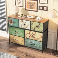Commode Superaly à 7 tiroirs, meuble TV, structure métallique, table de toilette, salon, 100x30x78cm 2