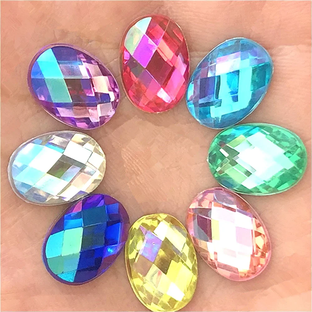 

60Pcs 10*14mm Round Acrylic Rhinestone Craft/Clothes Decoration Handmade Diy