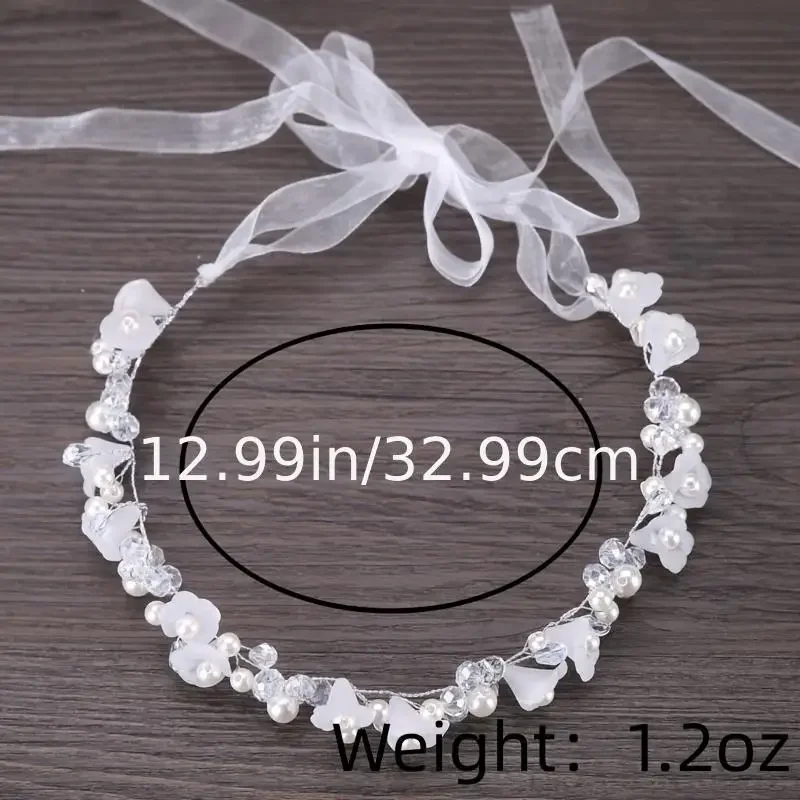 Bridal Hair Accessories Crystal Pearl Flower Hair Vine Band Headband Tiara For Women Bride Girl Rhinestone