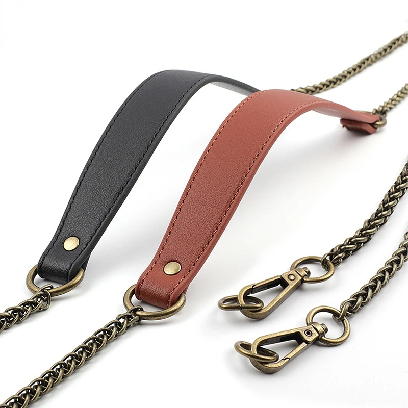Metal Pu Leather Bag Chain Strap Ladies Detachable Handbag Straps Replacement Shoulder Bag Belt Handbag Chains Bag Accessories
