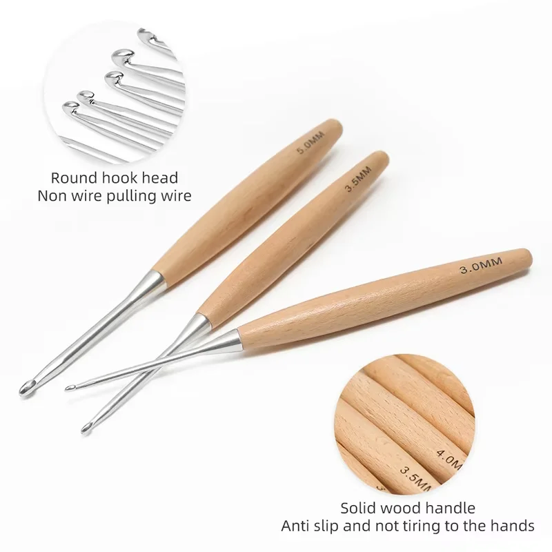 Wood Handle Crochet Hooks Set 5