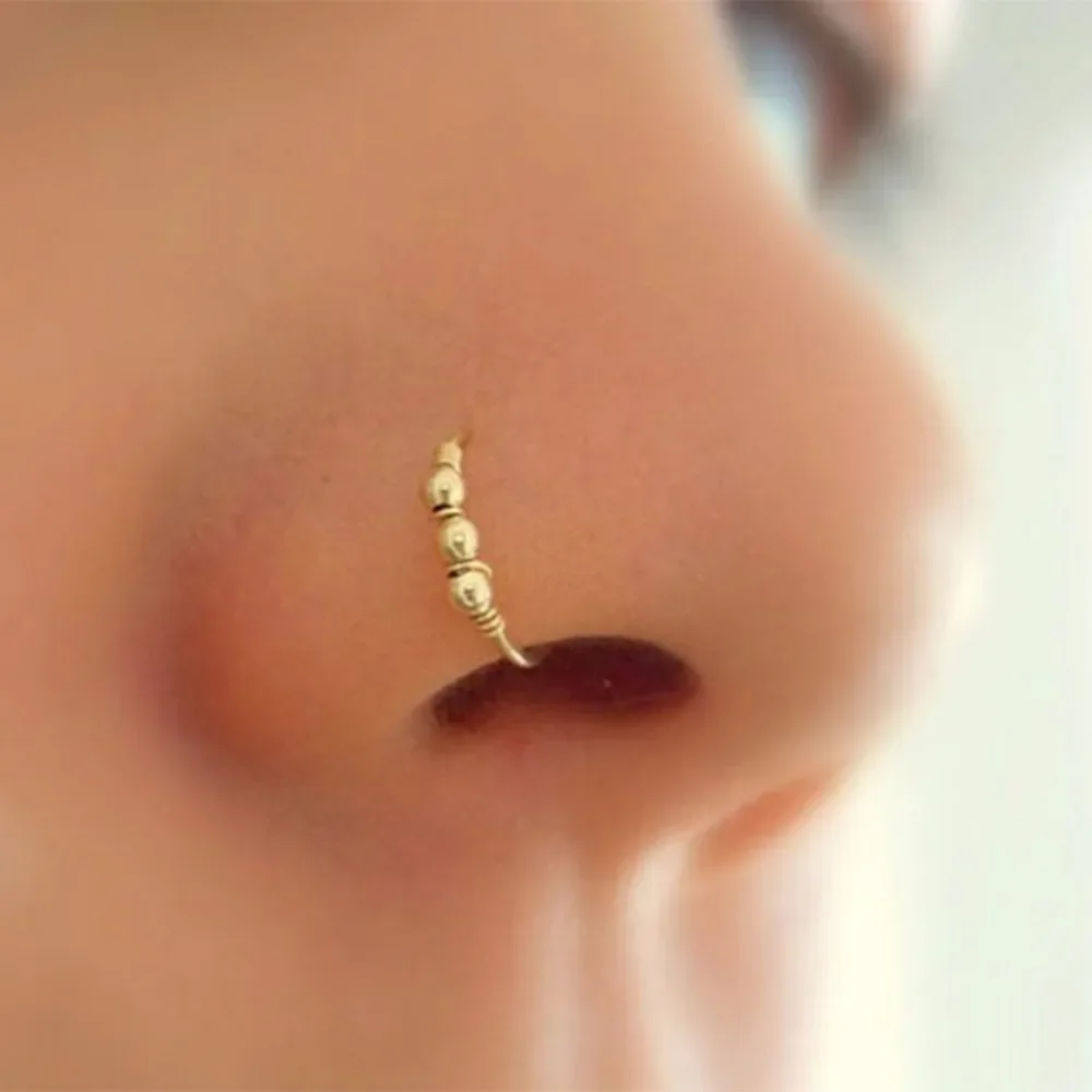 Nose Rings Retro Round Beads 3Pcs/Set 6mm/8mm/10mm Nostril Hoop Body Piercing Jewelry nose rings piercing jewelry body piercing earrings ear piercing jewelry hoop earrings body piercing jewelry body jewelry