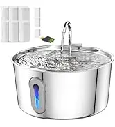 HAJXM Cat Water Fountain, 4.0L/135oz Automatic Pet Fountain Stainless Steel Large Dog Water Dispe...