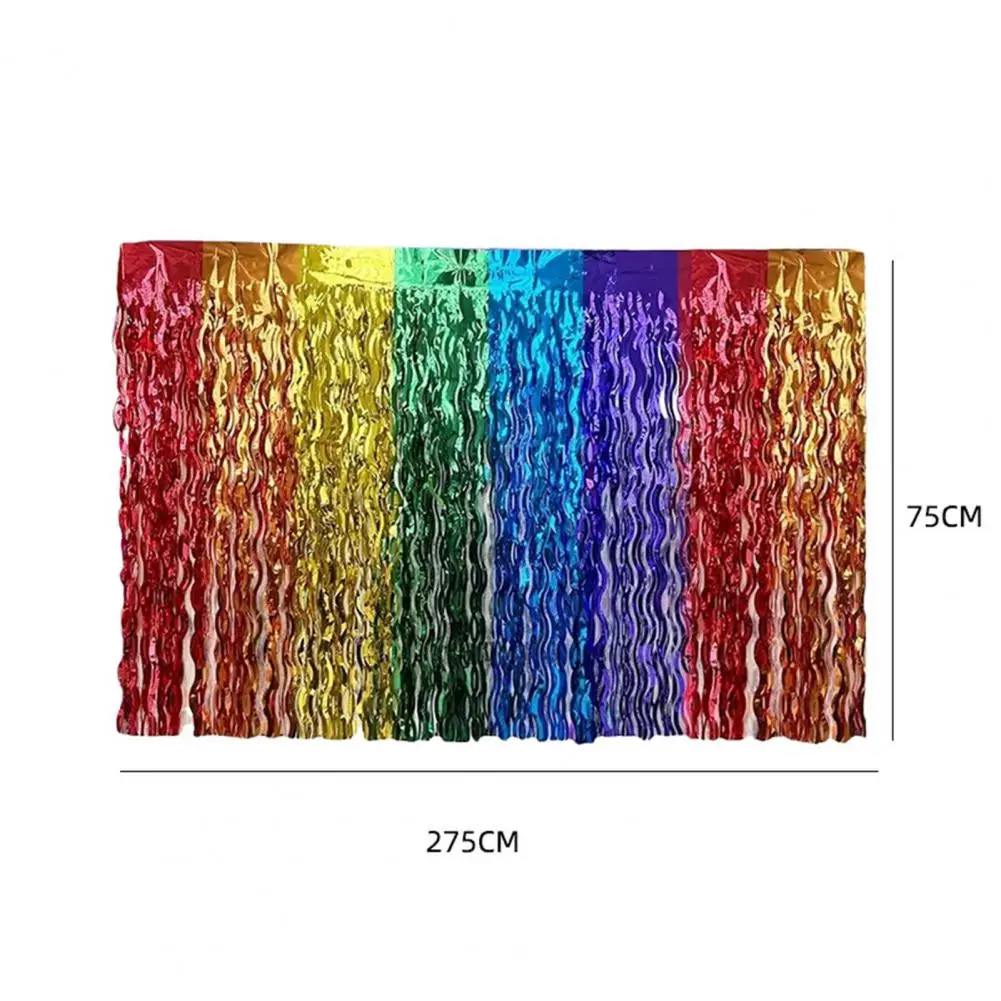 Table Skirt Wavy Metallic Tinsel Foil Fringe Reusable Waterproof Dense Beach Jungle Parties Ceremony Birthday Party Decoration T