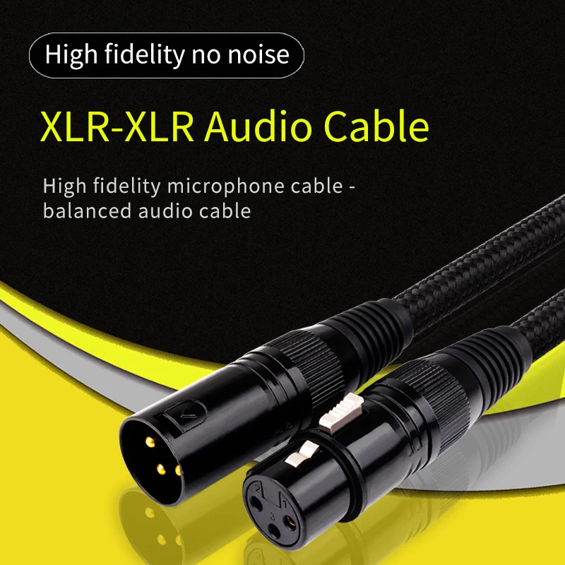 XLR Cable Male To Female M/F 3Pin OFC Audio Cable Foil+Braided Shielded