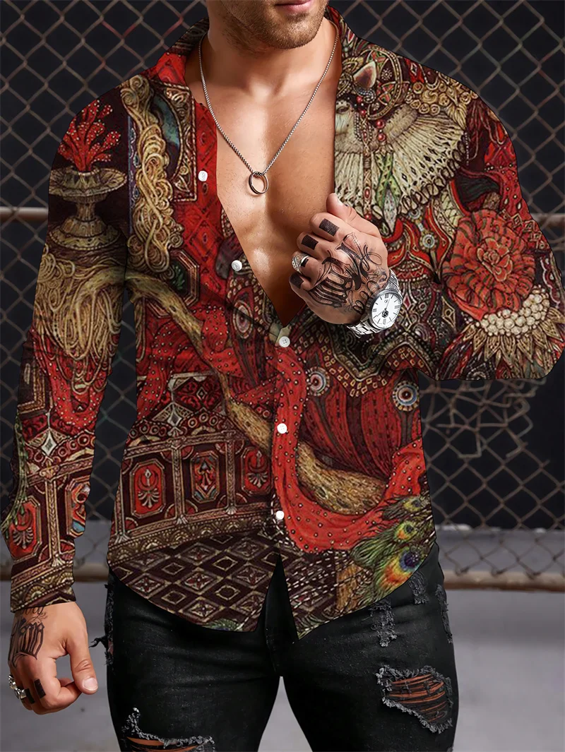 

2023 Men's Fashion Retro Long Sleeve Top Polo Collar Shirt Luxury Shirt Casual Fashion Top Large S-5XL