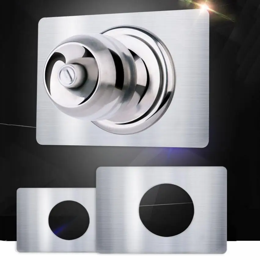 Thicker Brushed Stainless Steel Non-perforated Door Reinforcement Plates for Bedroom Ball Lock Door Lock Repair Kit 2pcs