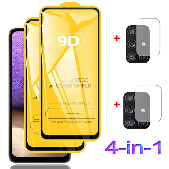 9D Tempered Glass for Samsung Galaxy A51 A52 A71 A21S A72 A13 Screen Protectors for Samsung S21 Plus A50 S22 A53 A12 S20 FE Lens 4-in-1