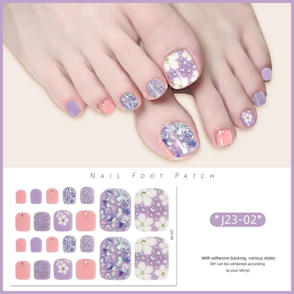 Hot Removable Foot Nail Stickers White Flash Exquisite Toenail Nail Stickers 22 Foot Fashion Toe Nail Sticker Foot Toe