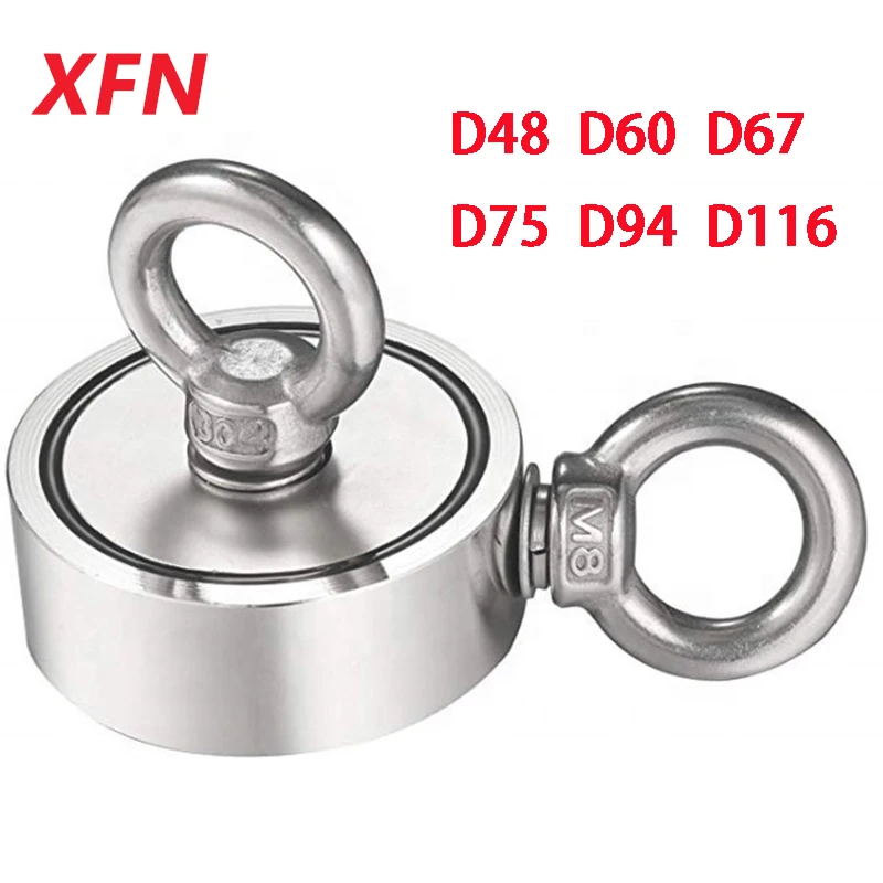 Double Side Search Magnet Super Strong Neodymium Fishing Salvage Sea Holder Pulling Mounting Pot with Ring | Обустройство дома