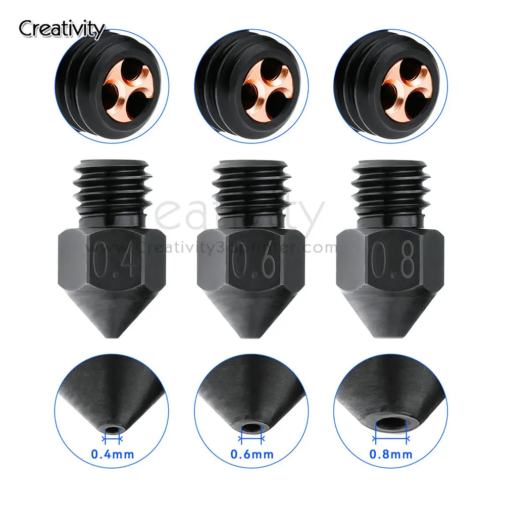 

New MK8 Hardened Steel CHT Nozzle Resistance High Temperature of 500 ℃, Compatible with Ender3 CR10 Ender5 3d printer Nozzle