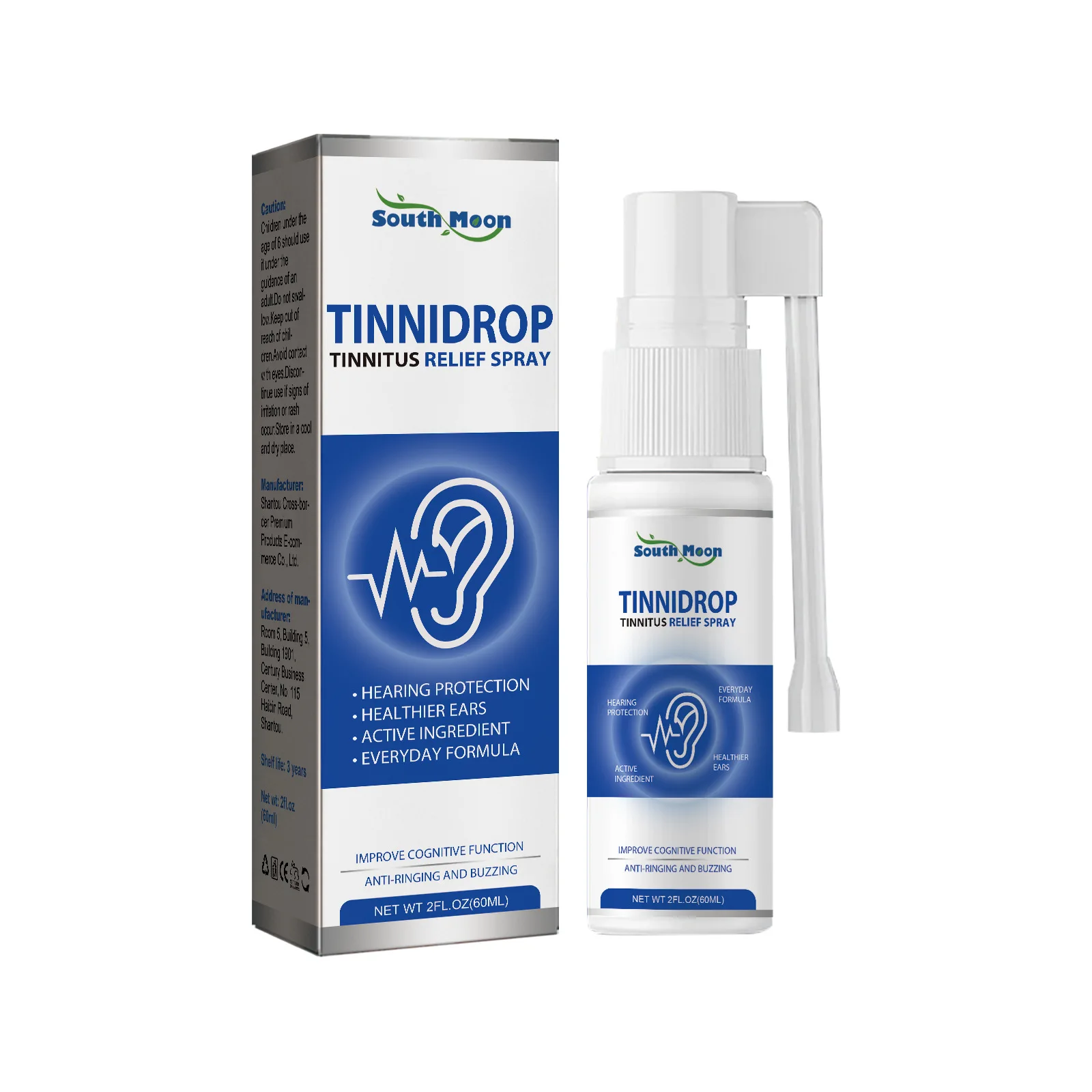 Tinnitus Relief Spray Relieves tinnitus, ear discomfort, earwax cleaning and care spray pet ear wet wipes ear dirt odor removal mite itching relief canal deodorant earwax cleaning against infection dog ear wet towels