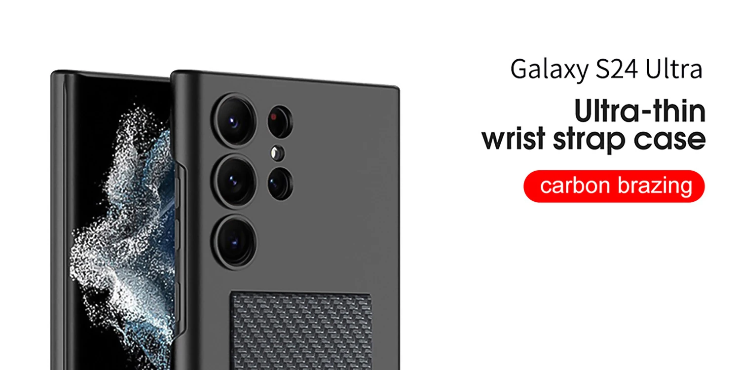 Samsung Galaxy S22 S23 S24 Plus 5G Capa com alça de pulso Suporte de couro Ultra Fino Capa de proteção à prova de choque para S23Ultra_voghion.com