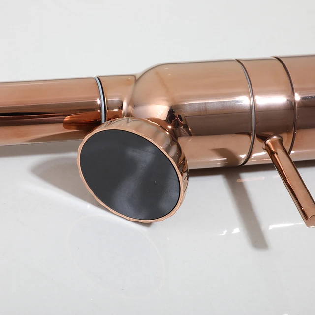 JIENI Rose Gold ก๊อกน้ําห้องครัว 360 หมุน 3-Way ทองเหลืองที่ถอดออกได้ก๊อกน้ําอ่างล้างจานจอแสดงผลอุณหภูมิ LED ร้อนเย็น TAP 4