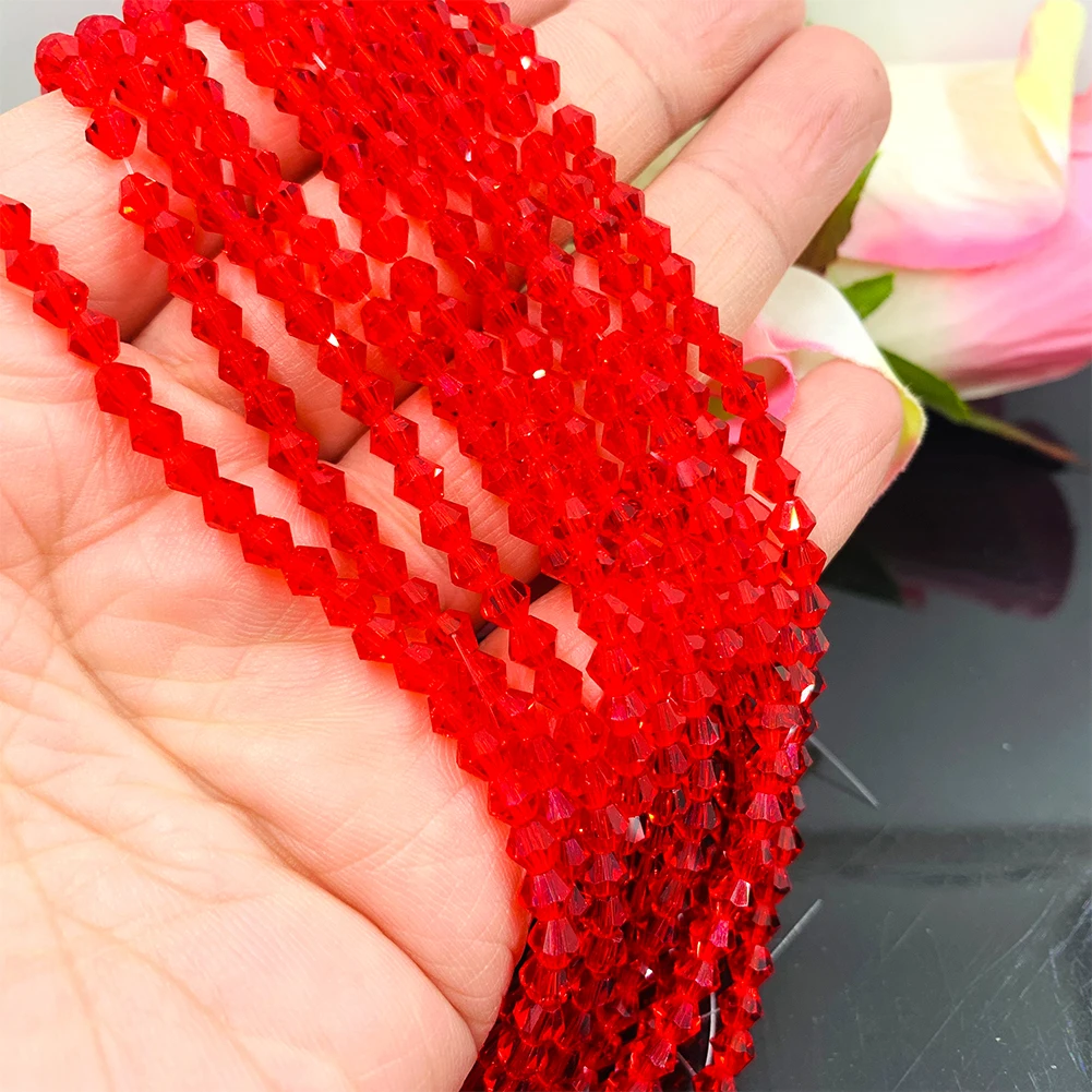 4mm 레드 bicone면 처리 크리스탈 유리 느슨한 스페이서 비즈 쥬얼리에 대한 많은 색상 DIY 팔찌 목걸이 만들기 도매