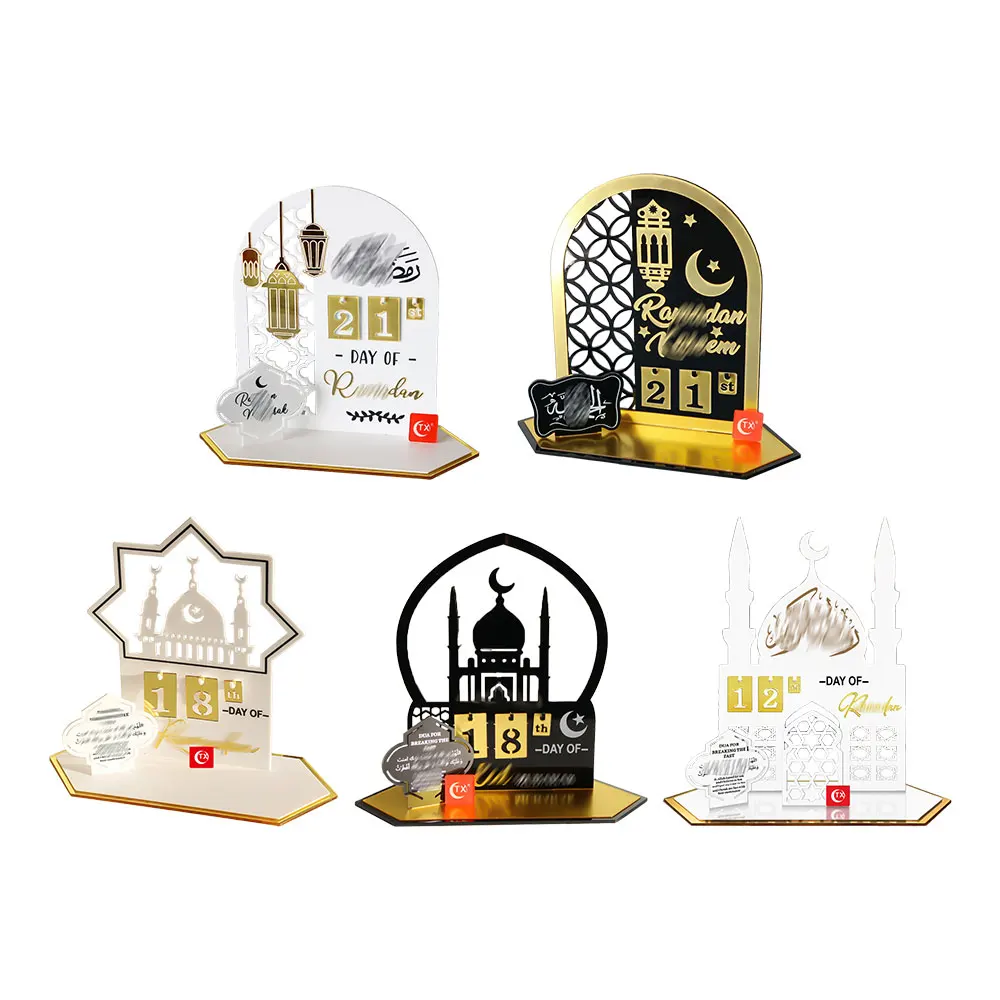 

Календарь с обратным отсчетом для Рамадана, акрил, день Рамадана, календарь с базовыми цифрами, меняет день нахождения Мубарак