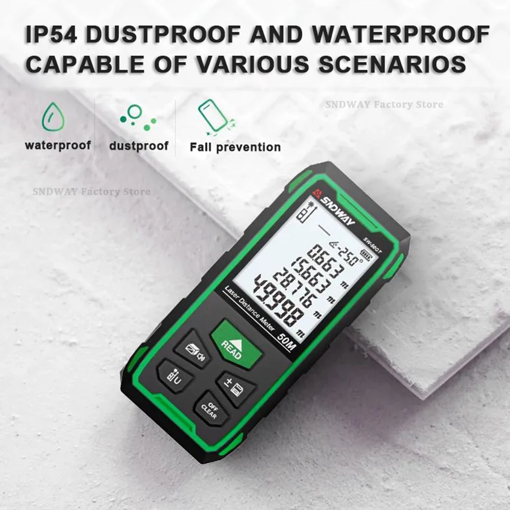 Laser Rangefinder SNDWAY SW-50/70/100GT Digital Distance Meter Rechargeable Green