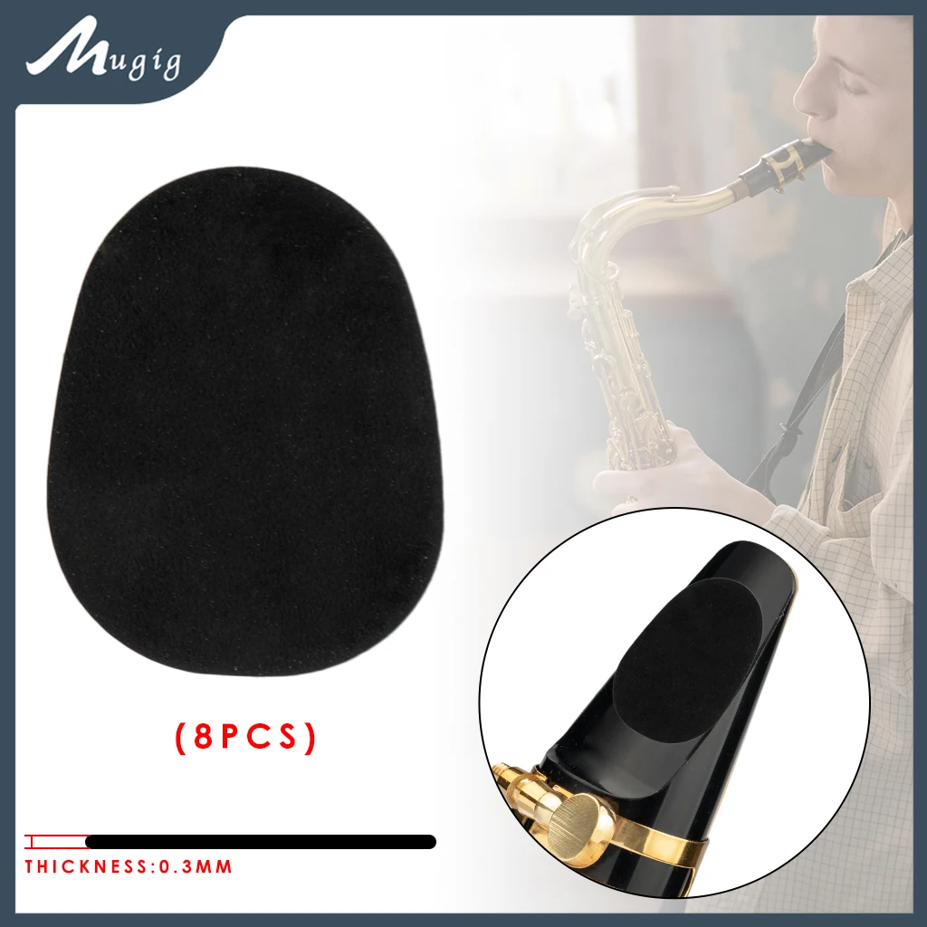 Mugig 8pcs/1pack Saxophone Mouthpiece Pads 0.3mm Black Thin Nontoxic And Foodgrade Silicone