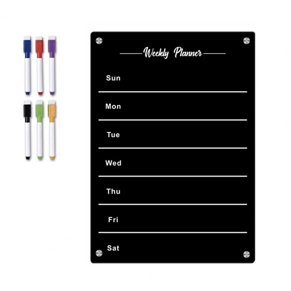 

Fridge Erase Board Magnetic Monthly Calendar Kit Scratch-proof Fridge Planner with Easy Installation Dry-erase Acrylic Board