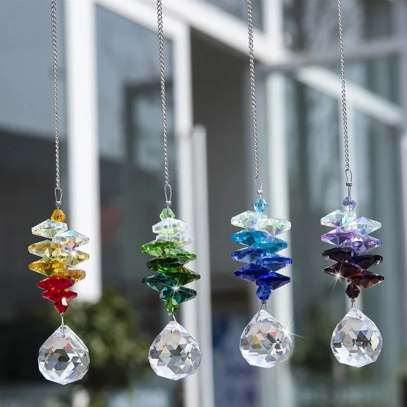 4pcs 20mm Chandelier Crystal Prism Ball Light Catcher Window Hanging Rainbow Maker Home Garden Decoration Set