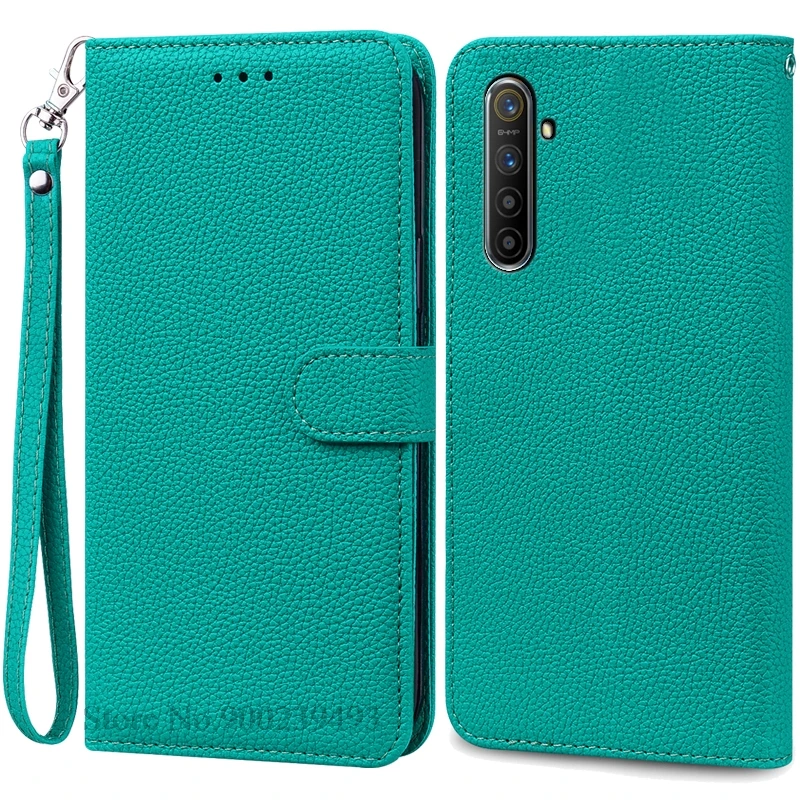Realme XT Leather Flip Wallet Phone Case with Soft TPU Silicone Cover