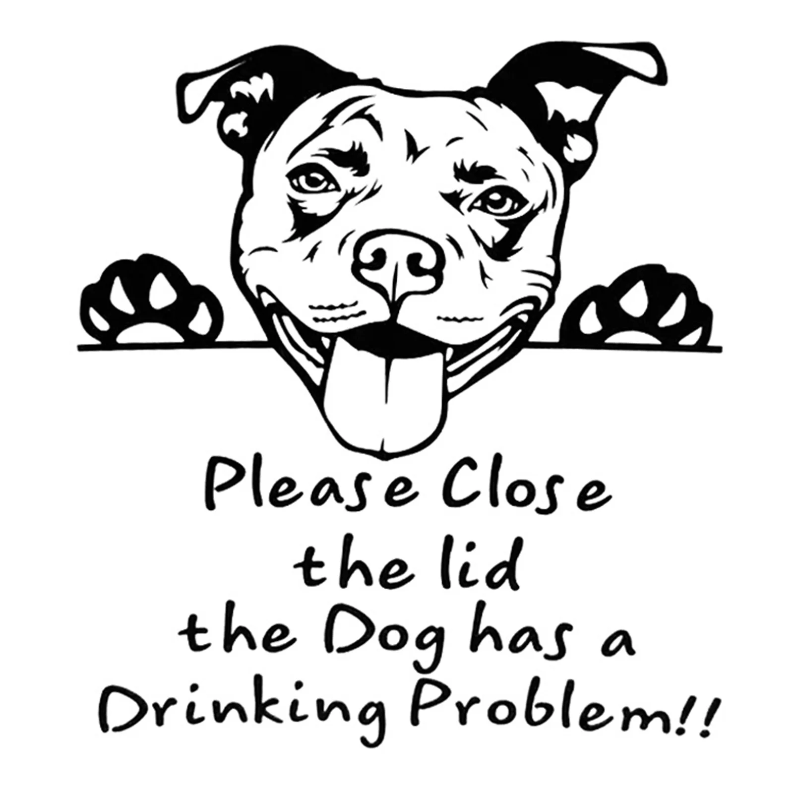 Funny Bathroom Toilet Lid Stickers Close Lid Dog Has Drinking Problems Toilet Decals Self Adhesive Seat Decals Decor