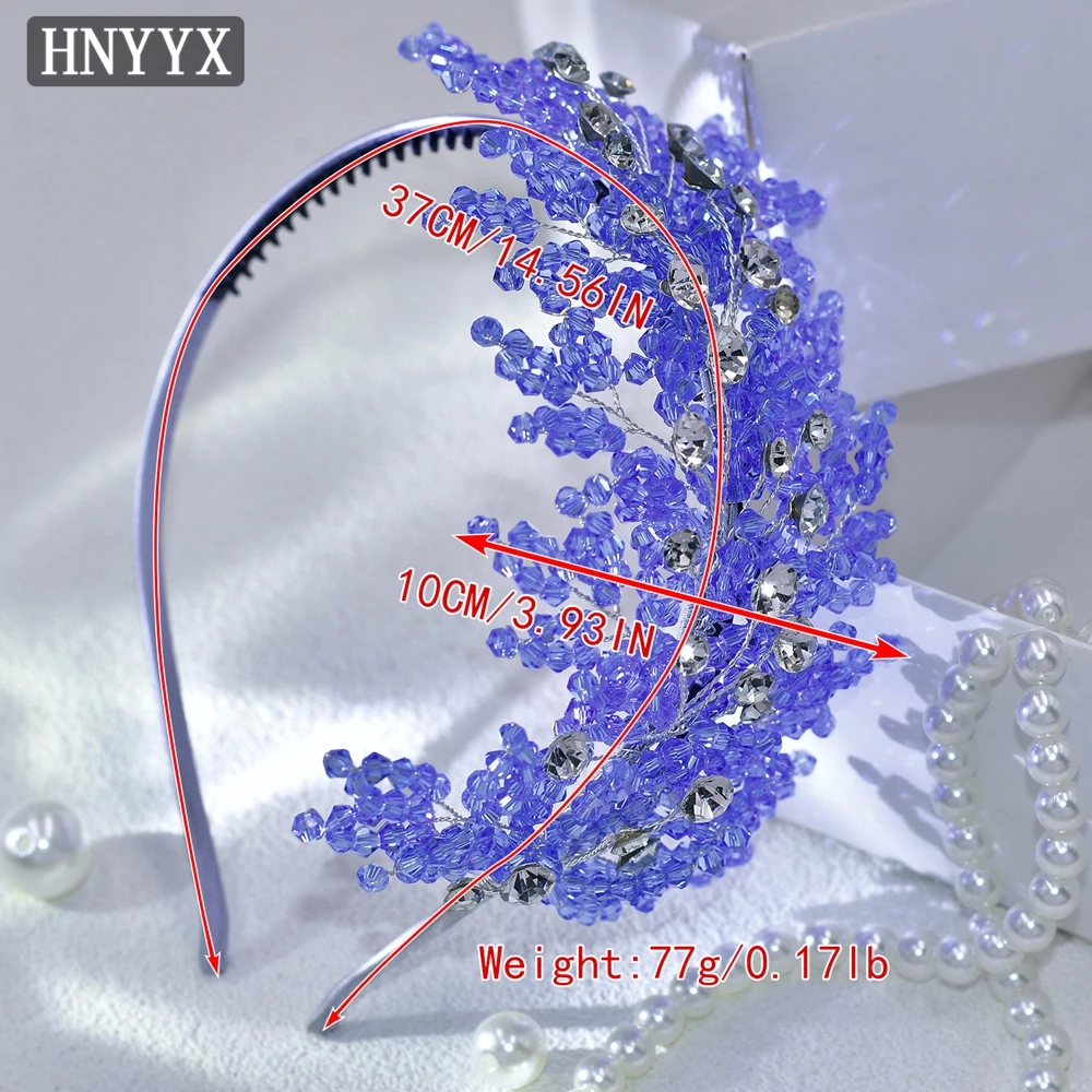 HNYYX Korean Luxury Crystal Headband Geometric Beaded Non Slip Headwear Princess Party Head Hoop Bridal Hair Accessories A193