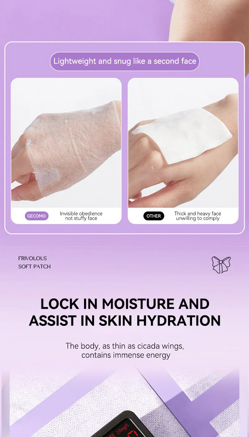 Description Picture 5 of itemGECOMO Perforated Stretchable Cotton Pads — Skin-Fitting, Ideal for Facial Masks, Makeup Removal, and Skincare Routine