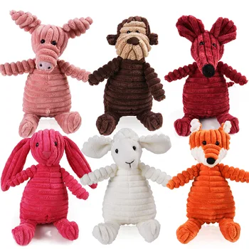 Pet Dog Molar Toy Vent Training Corduroy Monkey Pig Voice Plush Toy Dog Tooth Cleaning Supplie Dog Toys for Large Dogs 1