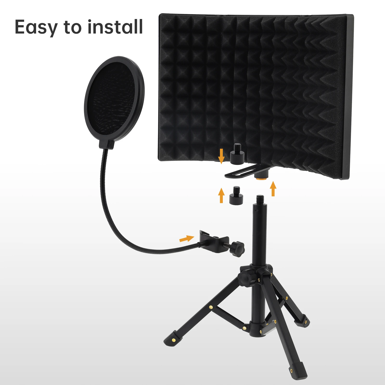 3プレート 調節可能 折りたたみ式 マイク アイソレーションシールド