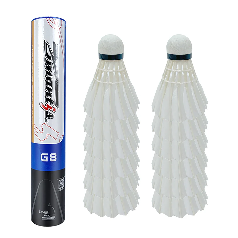 12Pcs Professional Dmantis G8 Competition Training Badminton Shuttlecocks Birdies Top Goose Feather Balls Fiber Cock Shuttlecock