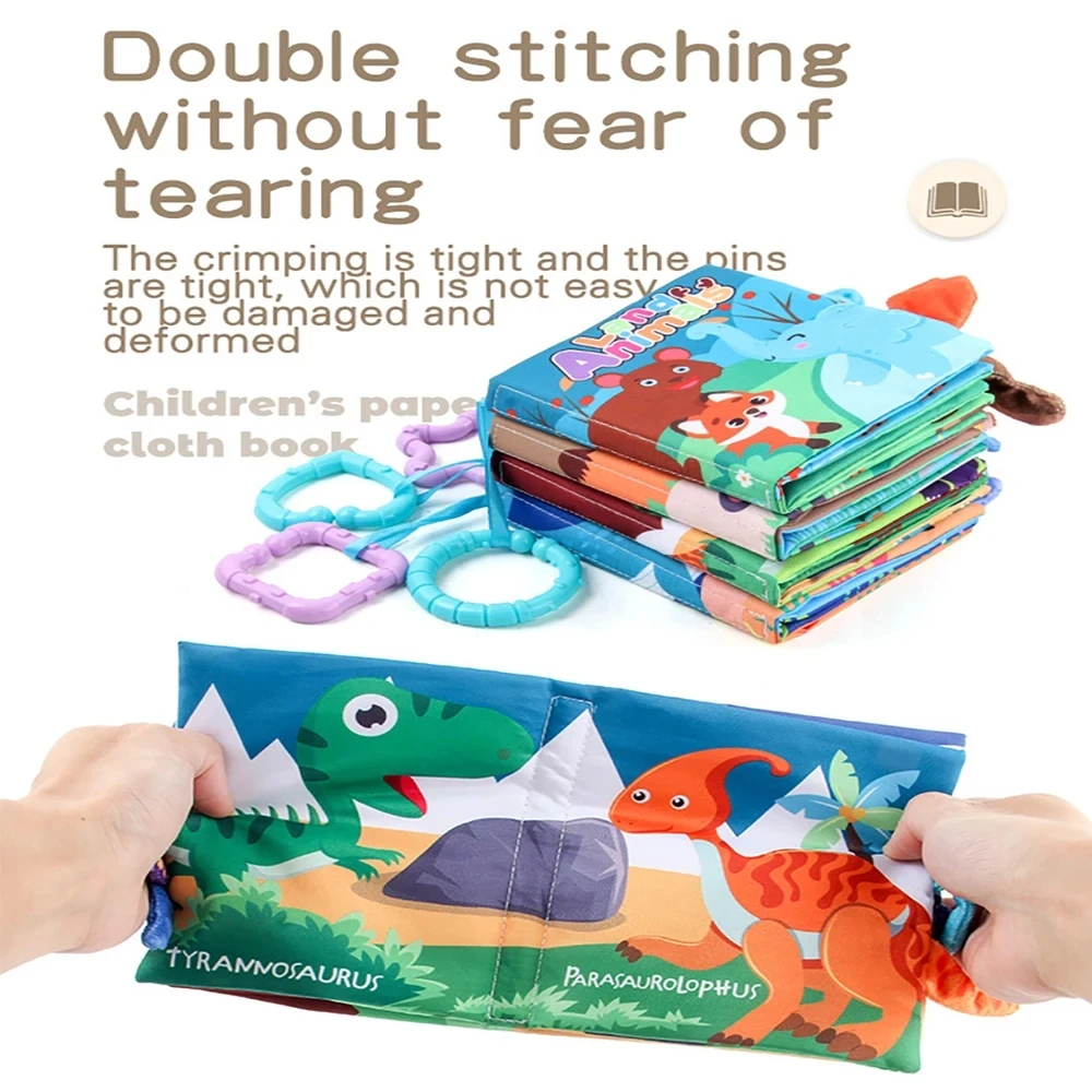 Early Education Toy 3D Cloth Book with Animal Tail Puzzle Learning Cognition Toys for Babies Gift Sensory Touch Soft Busy Book 4