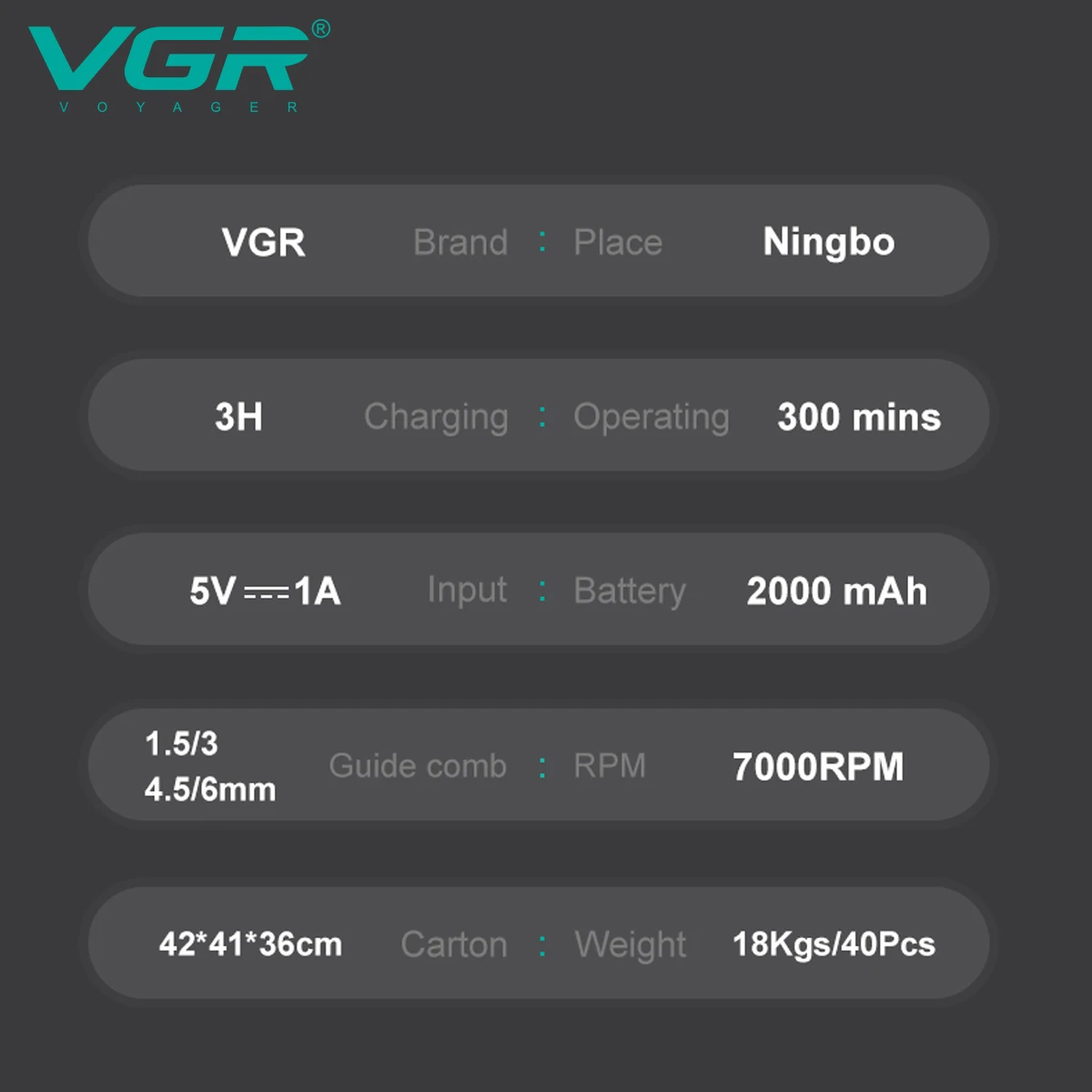 VGR مكينة حلاقه رجالي ماكينة قص الشعر احترافية تخف...