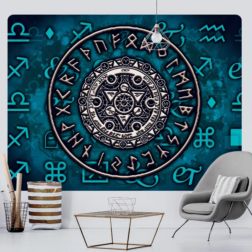 Ximant Viking blood eagle tapestry mysterious Viking meditation psychedelic Rune art hanging tapestry home decoration yoga mat