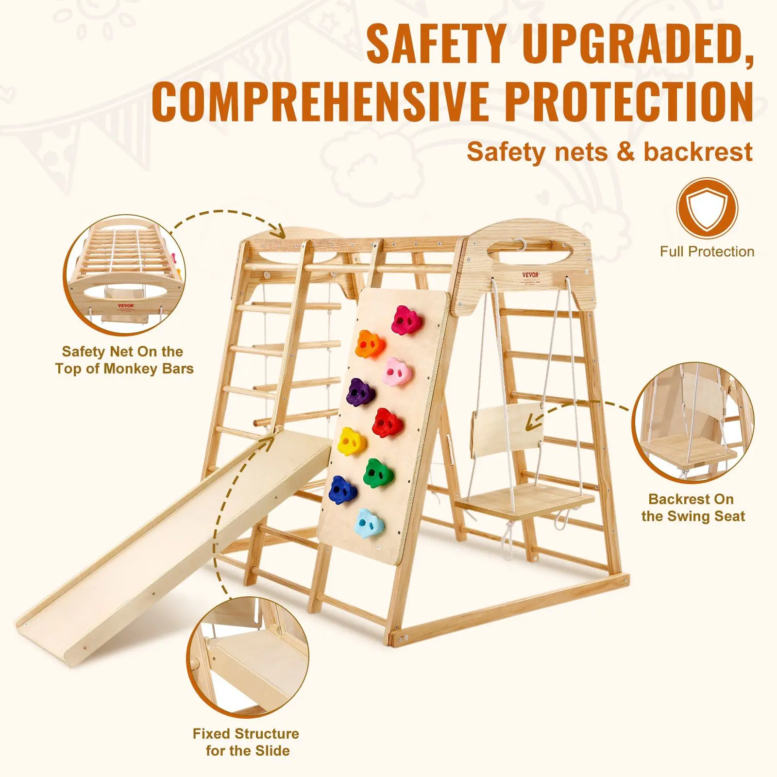 47.2 x 58 x 56in 7-in-1 Toddler Indoor Playground, Indoor Jungle Gym, 4