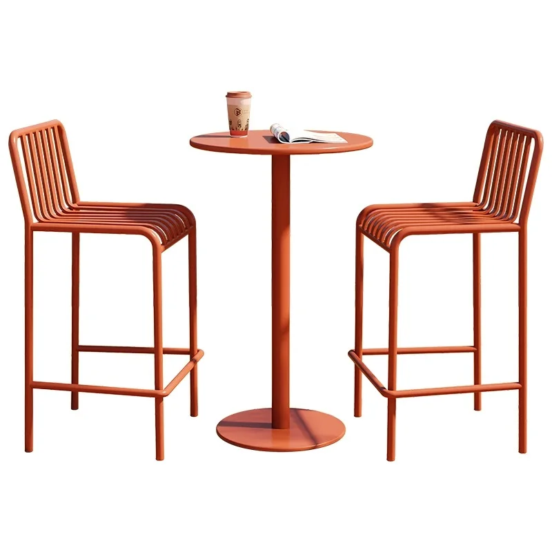 Iron Modern High Chairs Lounge Outdoor Garden Patio Reception Unique Relaxing Bar Stools Fashion Taburetes De Bar Furniture